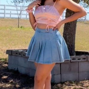 Forever 21 Pleated Denim Skirt